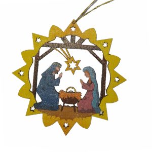 Erzgebirgischer Baumbehang Christi Geburt, farbig