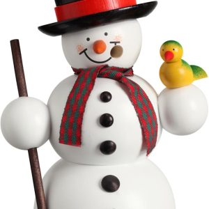Räuchermann Schneemann mit Vogel