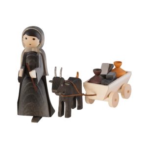 Ziegenhirtin 3-teilig, gebeizt (22cm)