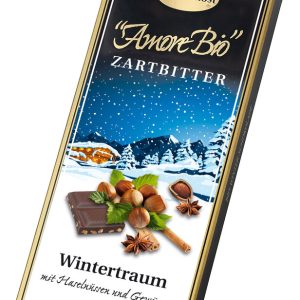Bio-Wintertraum-Zartbitter Schokolade m.Haselnüssen&Gewürzen