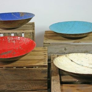 Kleine Schale aus recycelten Ölfässern ca. 30 cm Industrial Design Upcycling