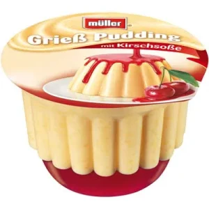 Müller, Grießpudding mit Kirschsoße, 450 g Becher