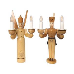 Kerzenhalter Engel und Bergmann, natur elektrisch