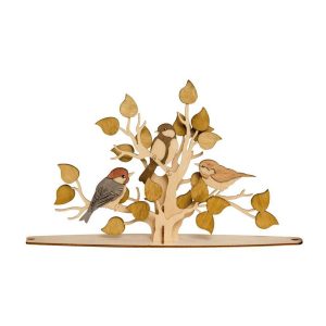 Austauschmotiv für Teelichtbogen mit Räuchertanne, Vogelmotiv