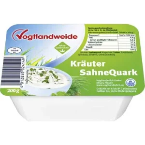 Vogtlandweide Kräuter Sahne Quark, 40 % Fett, 200 g Becher