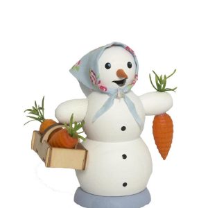 Schneefrau mit Möhrenkorb, Räucherfigur A25