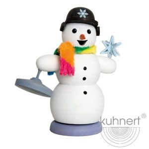 Schneemann mit Eisstock, Räucherfigur – Auslauf 2024