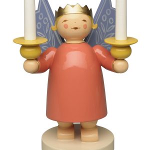 Kronenengel mit zwei Lichtnäpfen und Holzkerzen – Neuheit 2023