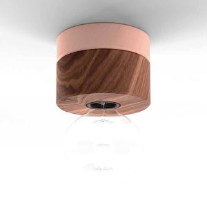 Deckenleuchte aus Walnuss Holz skandinavisches Design 0239 ALMUT Farbe Zartrosa