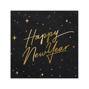 Servietten *Happy New Year*, Schwarz