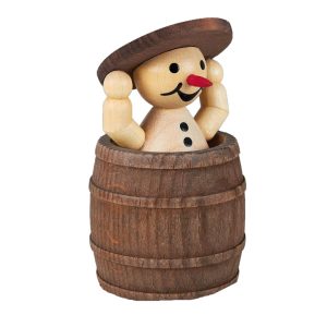 Schneemann Junior „im Fass und Deckel“ stehend