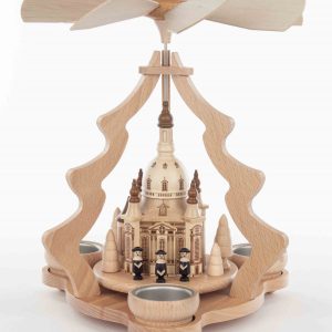 Tischpyramide – natur groß, mit Dresdner Frauenkirche, für 3 Teelichter