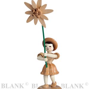 Blumenmädchen mit Edelweiss in Naturtönen