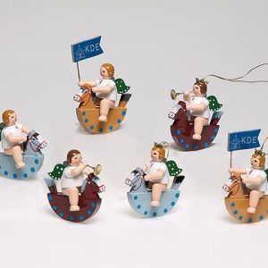 Behang Engel auf Schaukelpferd 3 teilig mit Krone